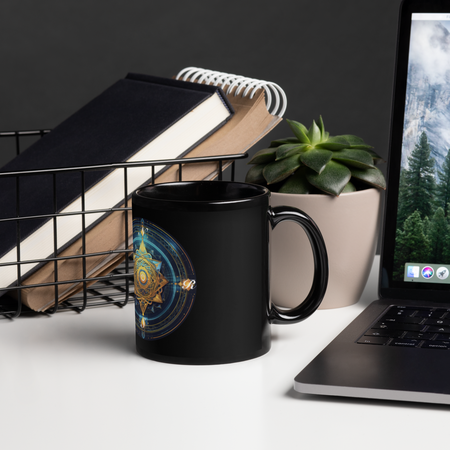 CyberAlchemy Compass - Black Glossy Mug