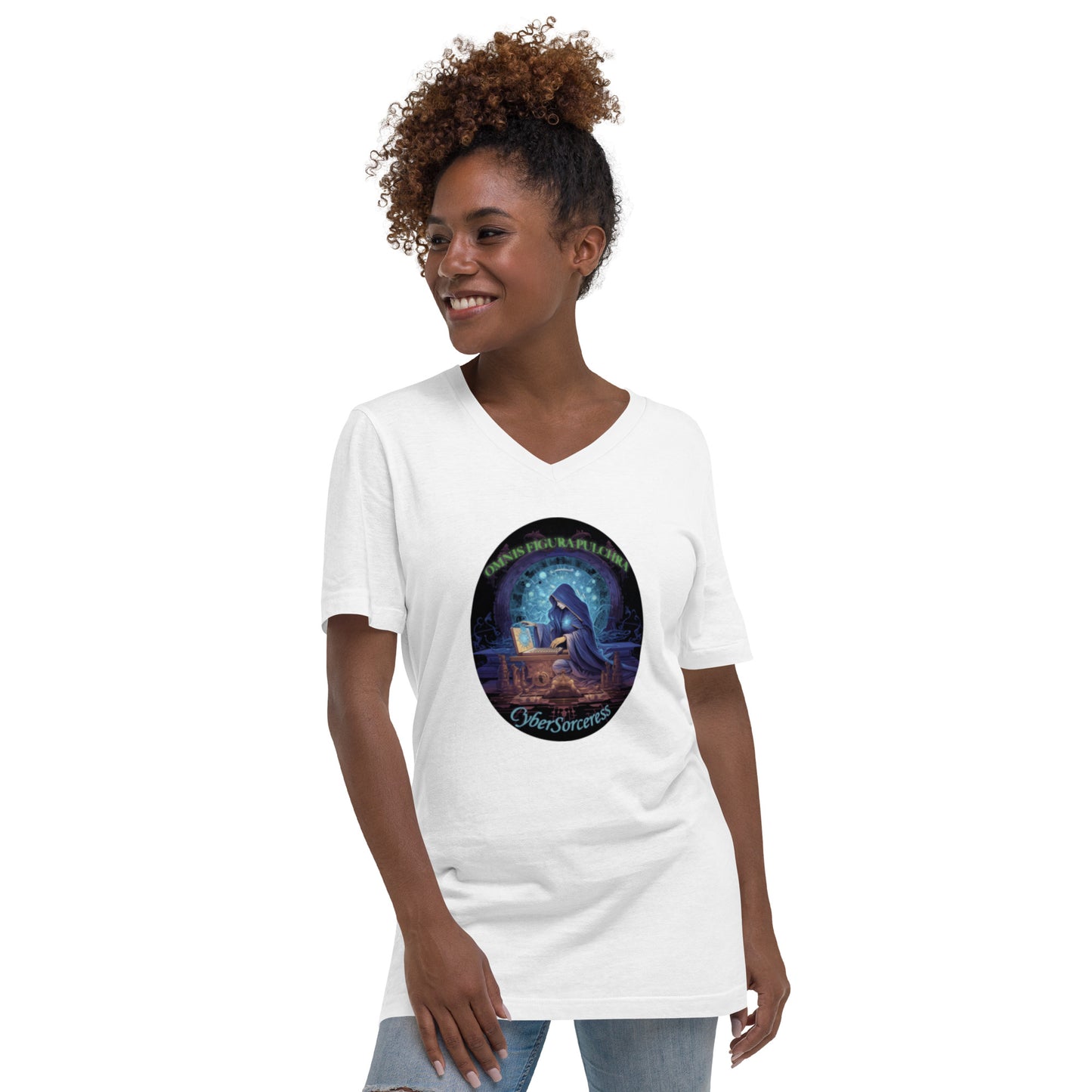 CyberSorceress on Short Sleeve V-Neck T-Shirt