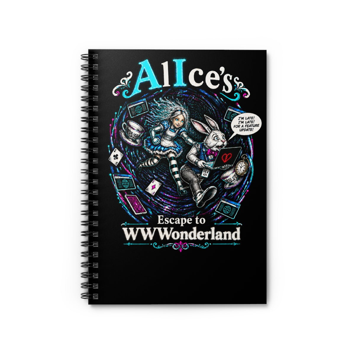 AlIce's Escape to WWWonderland – Spiral Notebook