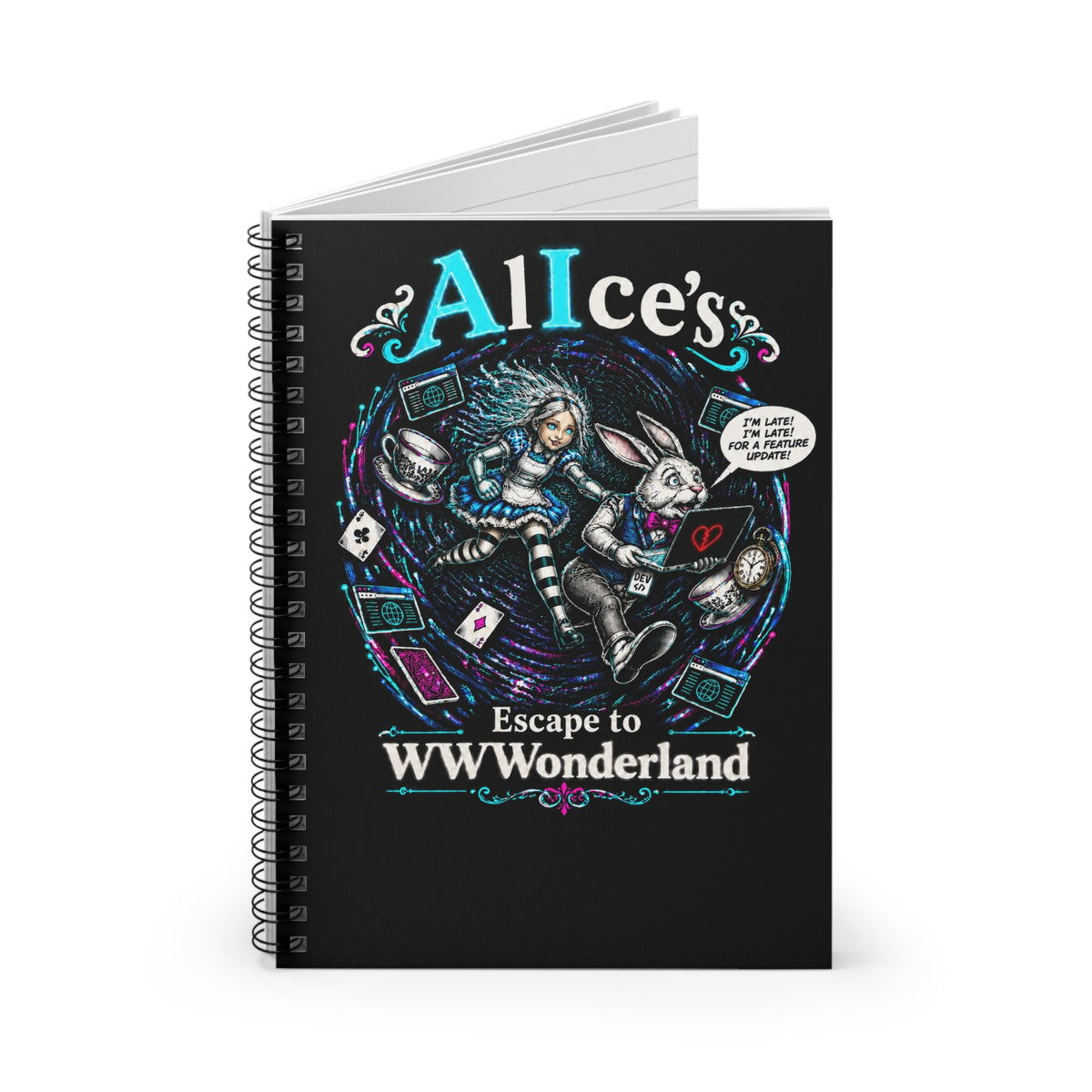 AlIce's Escape to WWWonderland – Spiral Notebook