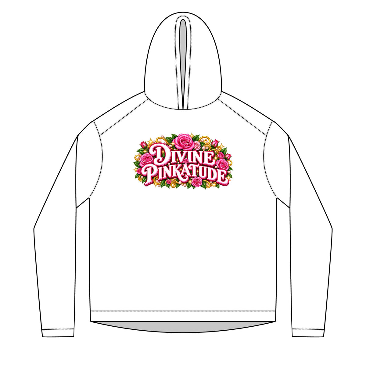 Divine Pinkatude Hoodie — Floral Retro Graphic Pullover