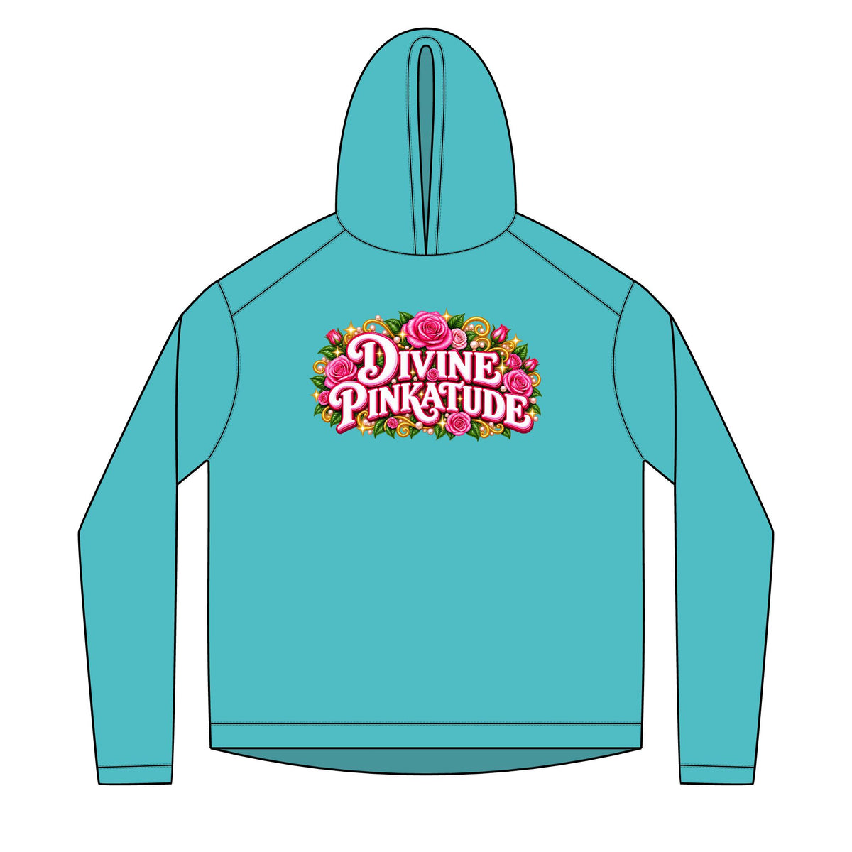 Divine Pinkatude Hoodie — Floral Retro Graphic Pullover