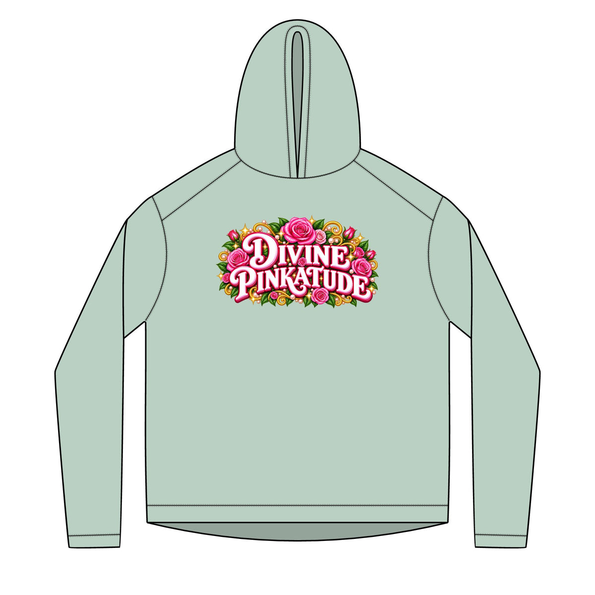 Divine Pinkatude Hoodie — Floral Retro Graphic Pullover