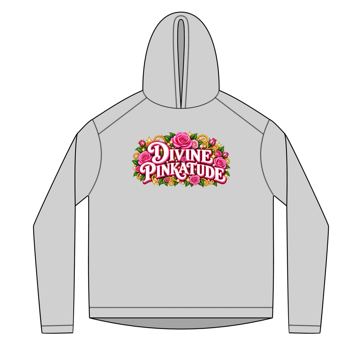 Divine Pinkatude Hoodie — Floral Retro Graphic Pullover