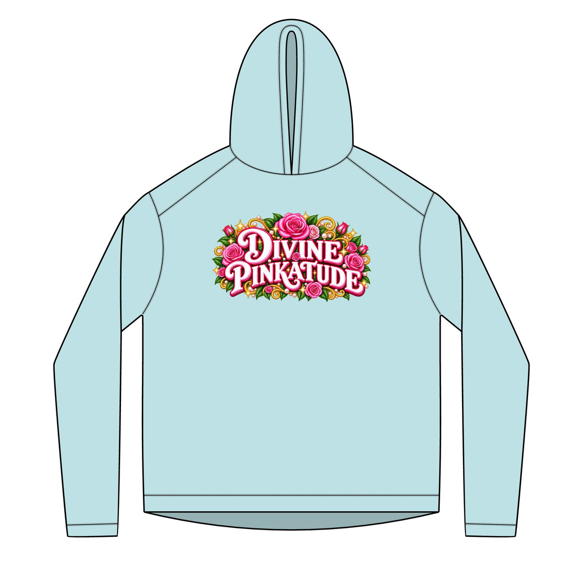 Divine Pinkatude Hoodie — Floral Retro Graphic Pullover