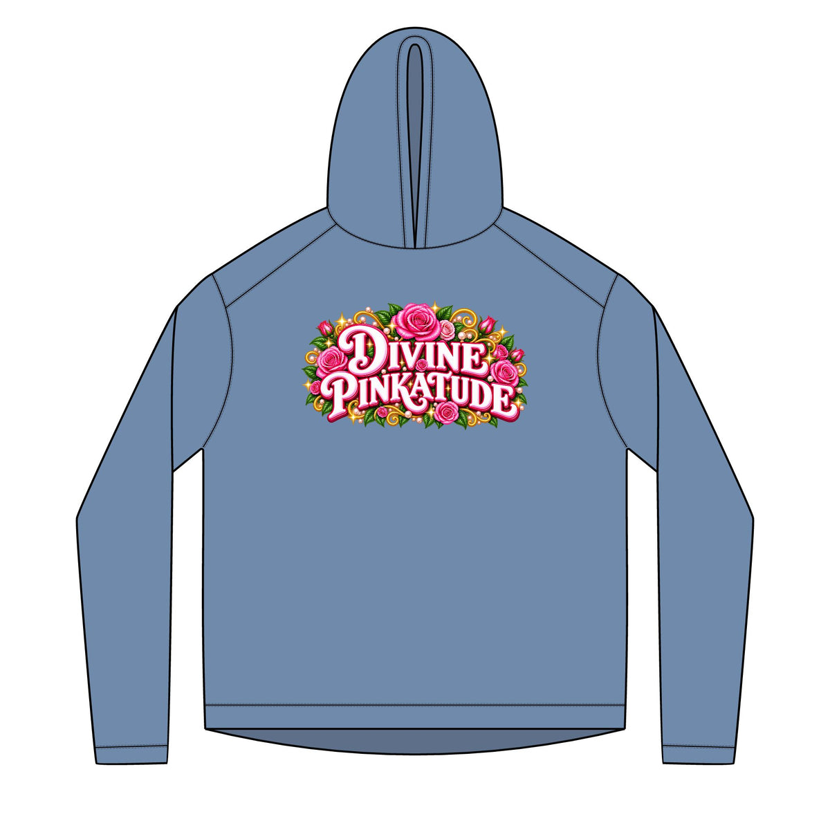 Divine Pinkatude Hoodie — Floral Retro Graphic Pullover