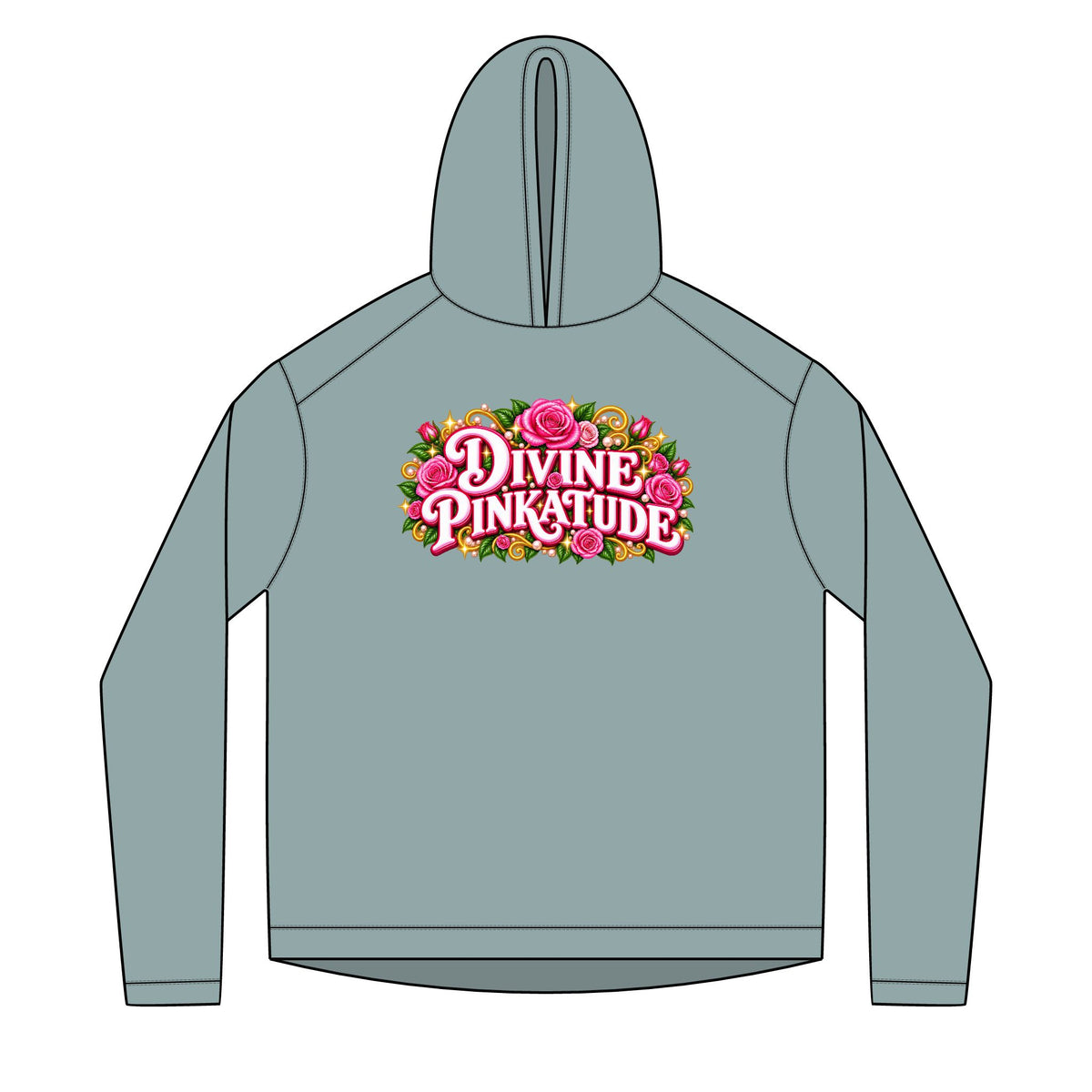 Divine Pinkatude Hoodie — Floral Retro Graphic Pullover