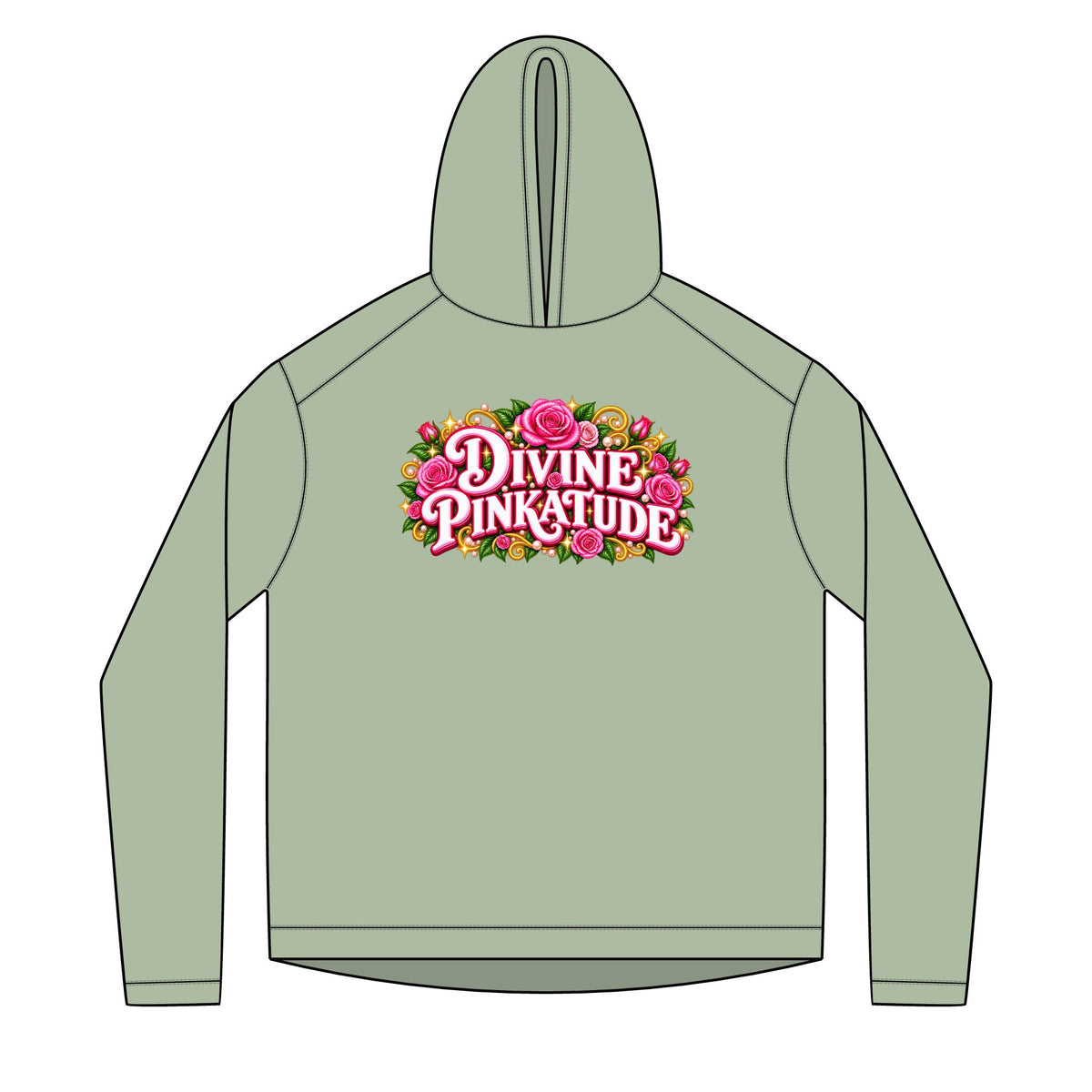 Divine Pinkatude Hoodie — Floral Retro Graphic Pullover
